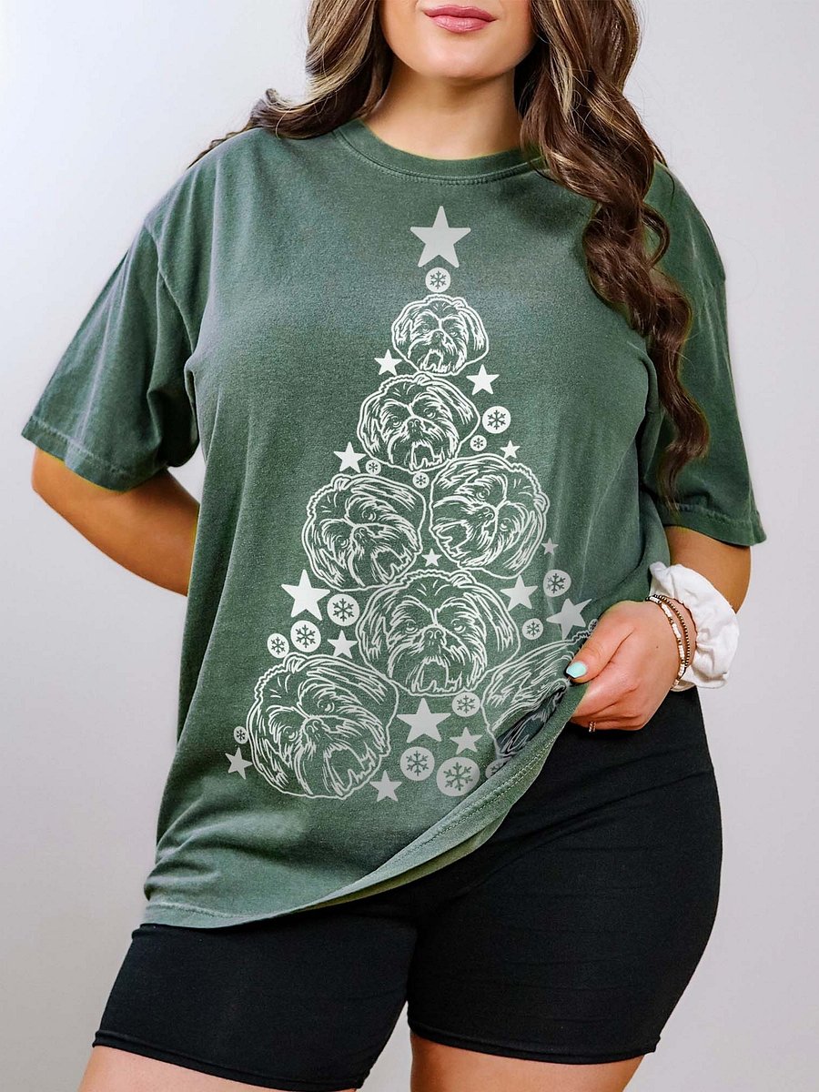 Shih Tzu(2) Christmas Tree T-Shirt product image (1)