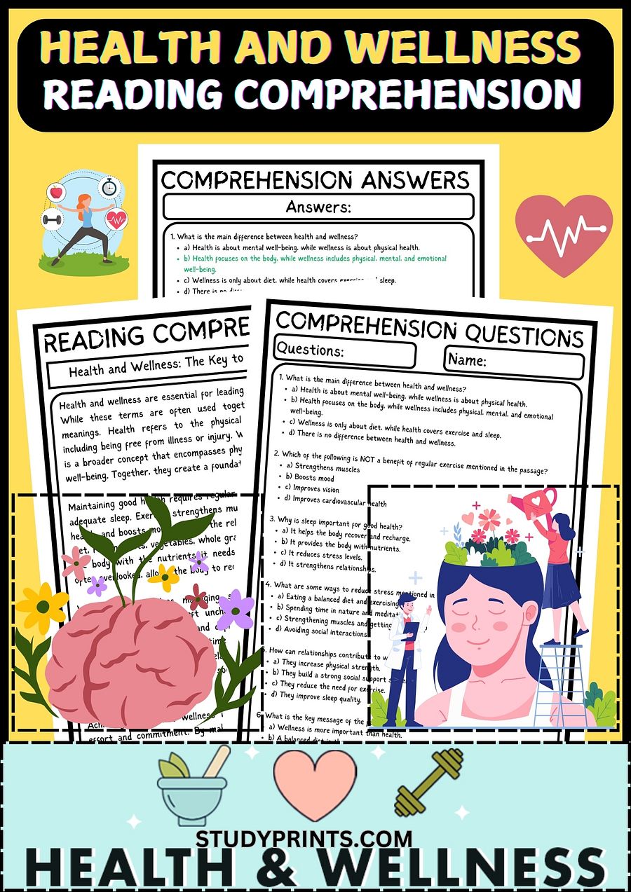 Health and Wellness Reading Comprehension PDF product image (1)