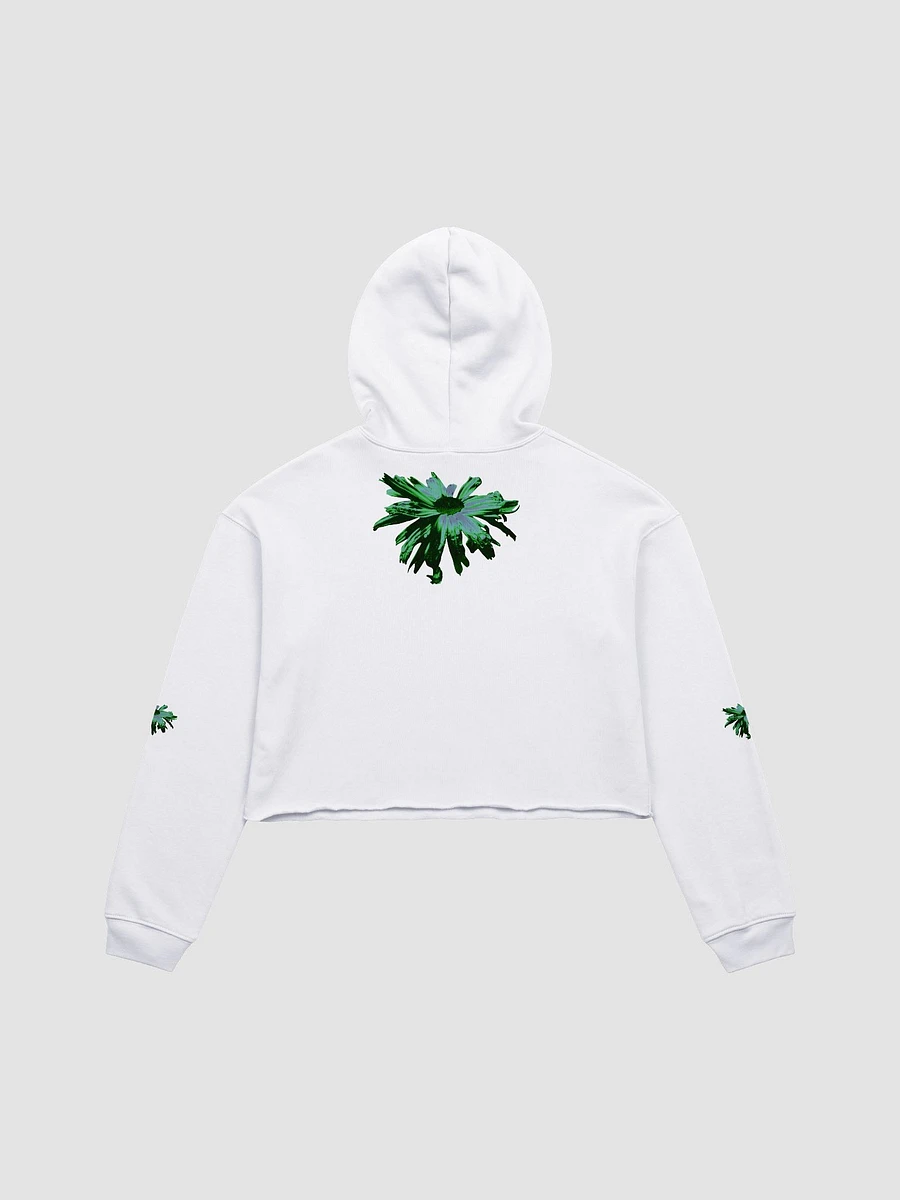 Abstract Green Floating Daisy Women's Cropped Fleece Pull Over Hoodie product image (7)