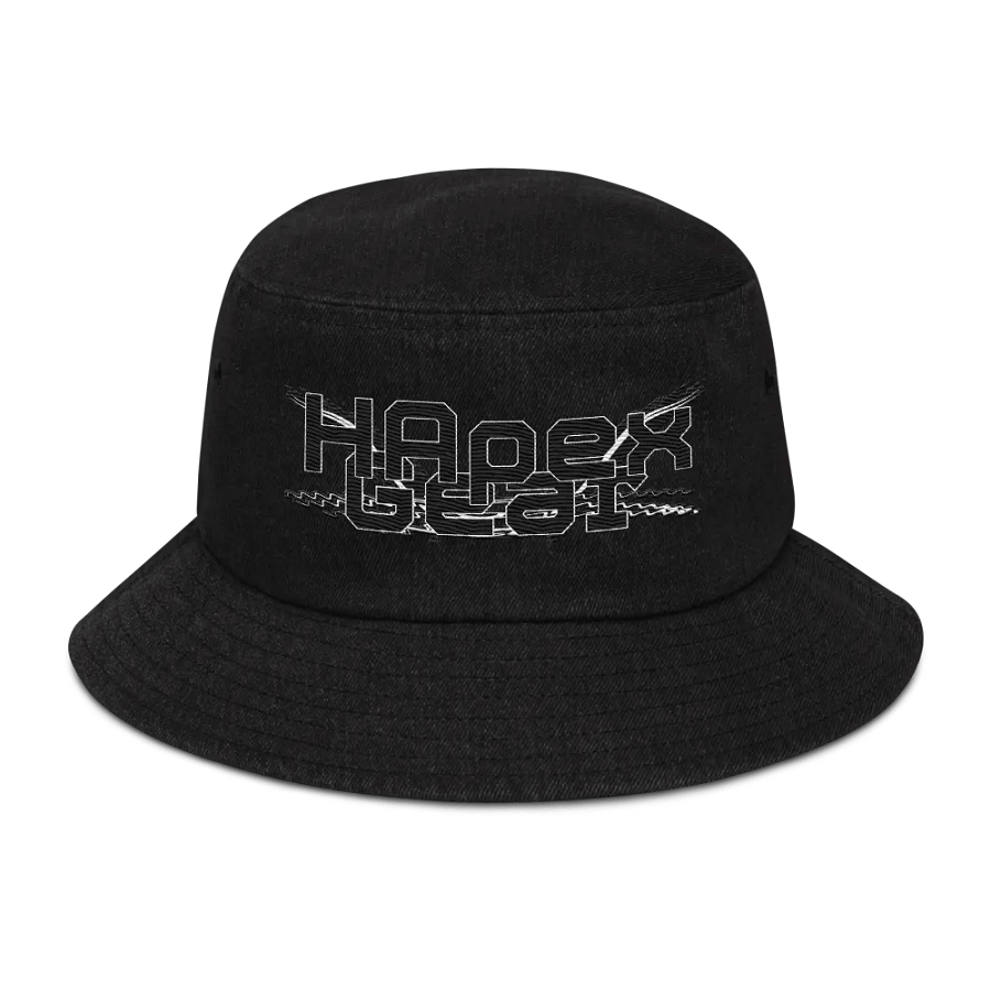 Denim Bucket Hat - Embroidered - Black HApex Gear White Logo product image (6)