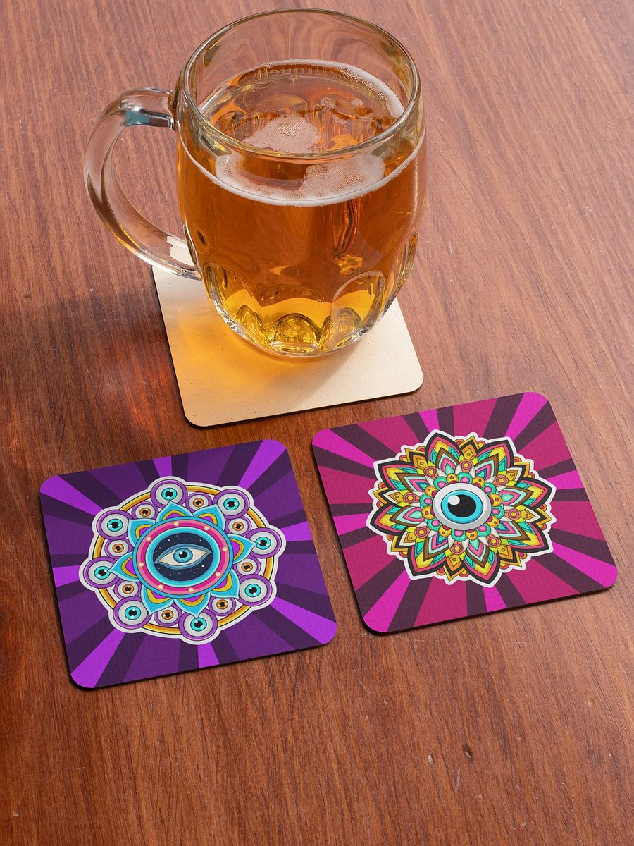Trippy Eye Mandala Cork-back Coaster product image (3)