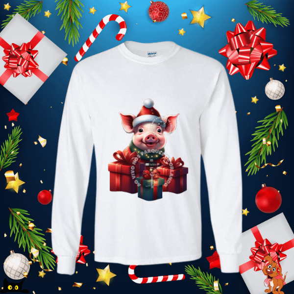 Christmas Pig 🐽 T-Shirt Long Sleeve product image (1)