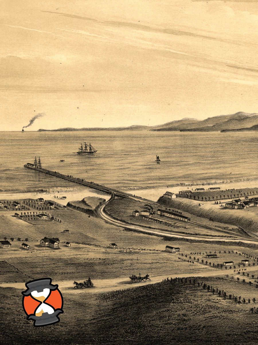 Santa Monica Panoramic Canvas Print – 1877 Hand-Drawn Historic City View product image (3)