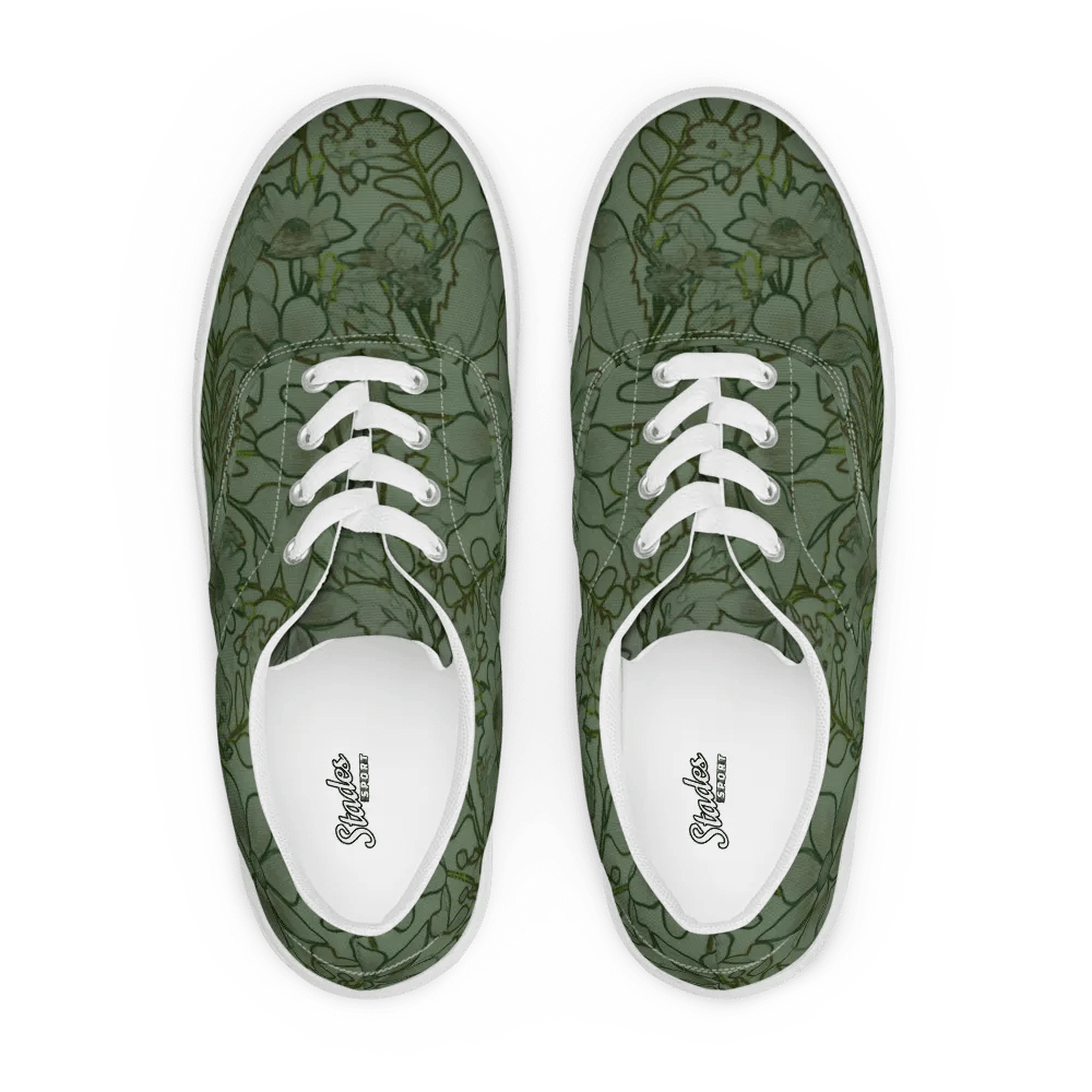 Line art Green and Dark green Floral/Women's Lace-Up Canvas Shoes by Allcolor product image (7)