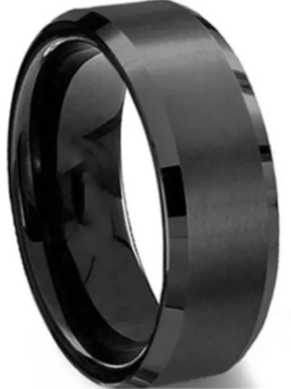 Men Black Stainless Steel Filled Ring Wedding Lover Couple Rings For Women GIFT product image (3)