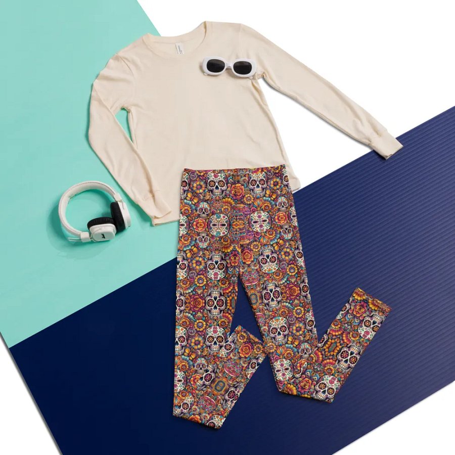 Fiesta Skulls Youth Leggings product image (4)