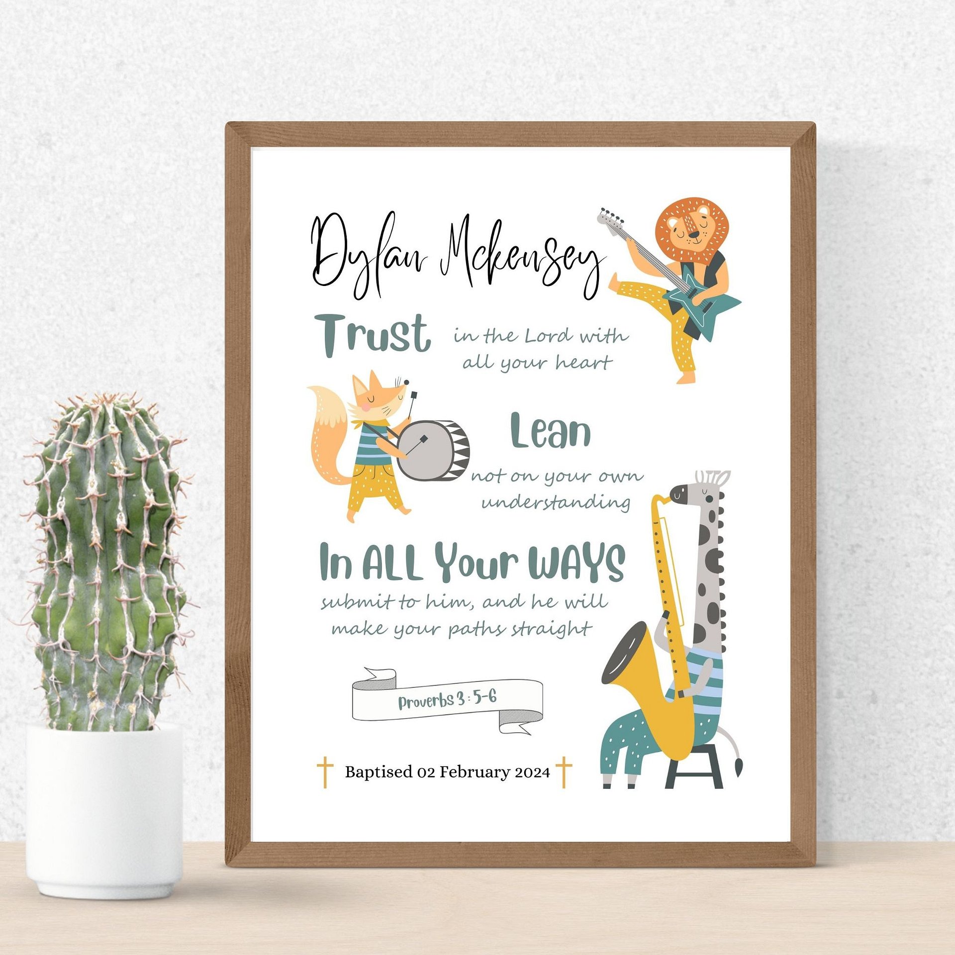 Animals Playing Musical Instruments Baptism Canva Template product image (2)