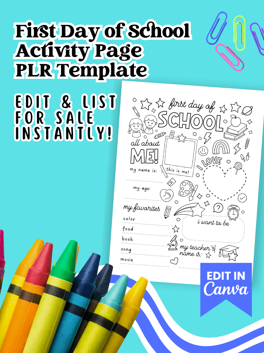 First Day Of School Activity Sheet PLR product image (1)