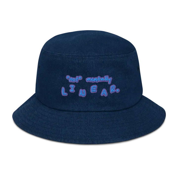 *not* mentally linear (violet) denim bucket hat product image (1)
