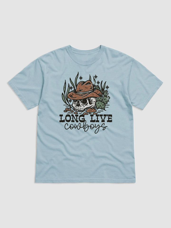 Long Live Cowboys | Funny Retro-Style Hipster Western Desert T-Shirt of a Cowboy Skull in the Desert product image (6)