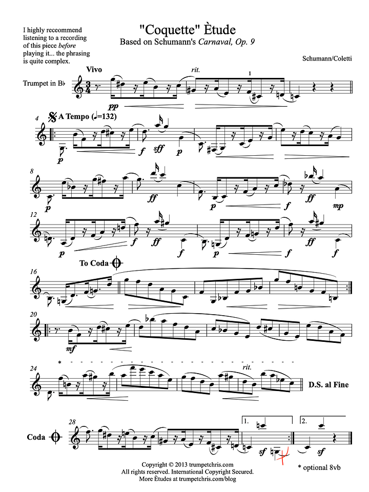 TRUMPET ETUDE - Schumann: "Coquette" (from "Carnaval") product image (1)