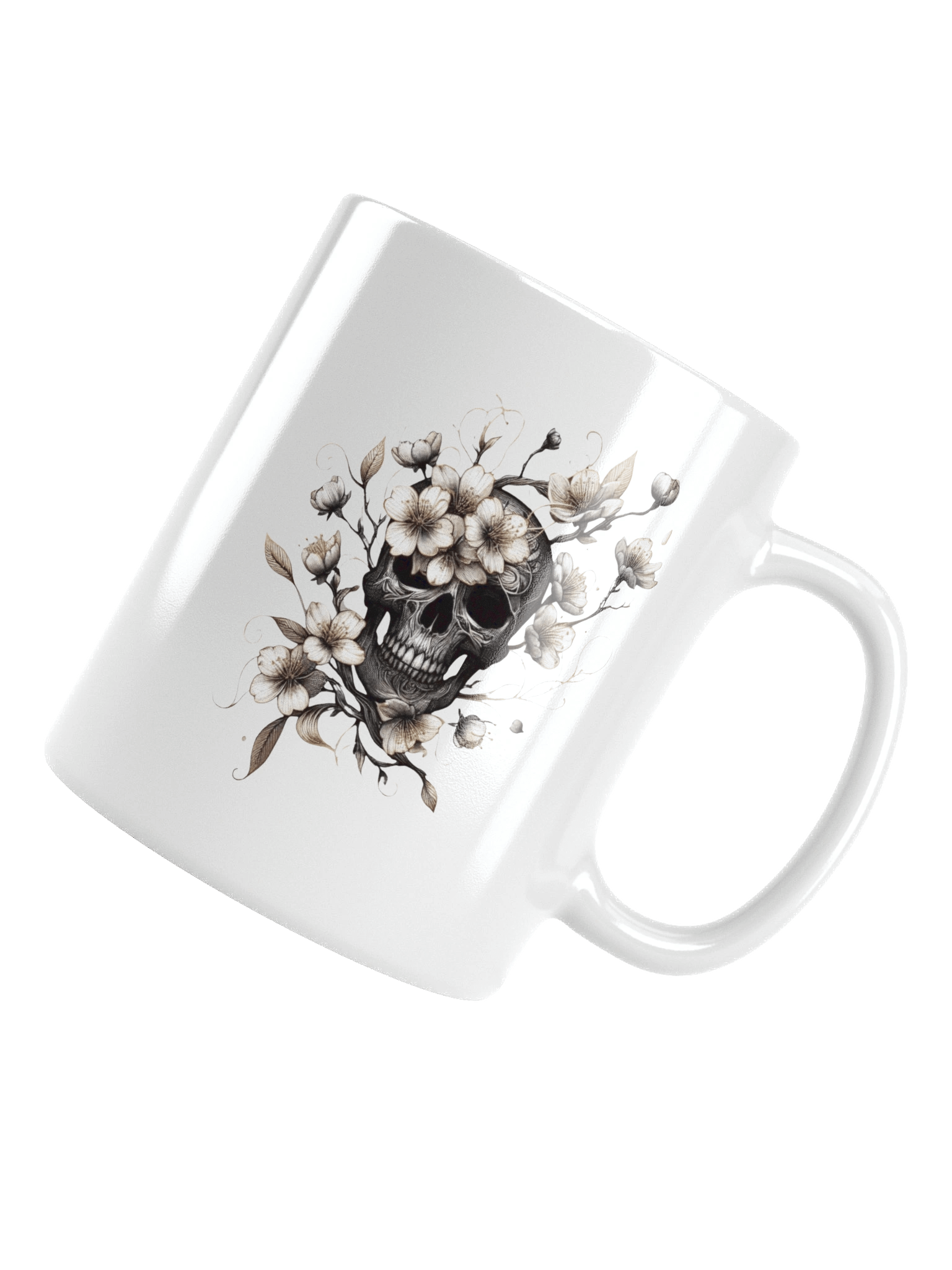 Floral Skulls White Glossy Mug product image (5)