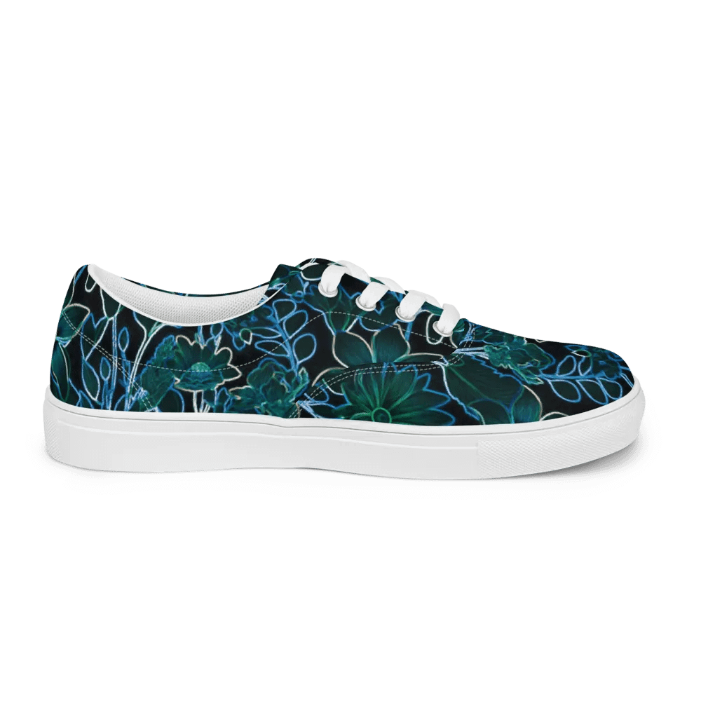 Trippy Floral Teal /Women's Lace-Up Canvas Shoes by Allcolor product image (5)