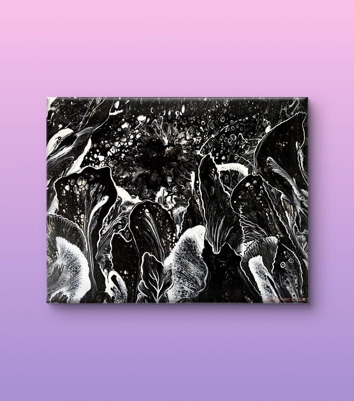 Floral Within The Black And White | Original Canvas Painting product image (1)