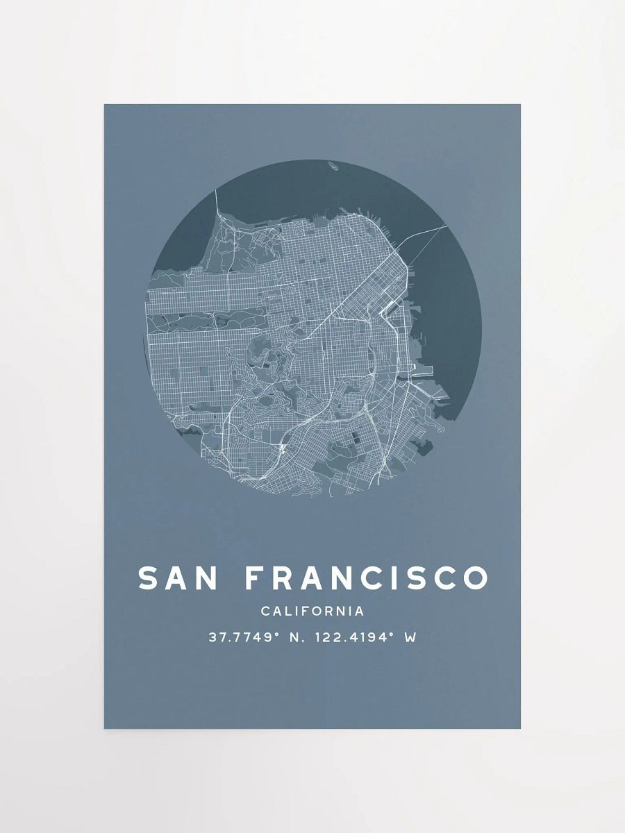 San Francisco Street Map Poster – Blue Minimalist Circular City Art product image (4)