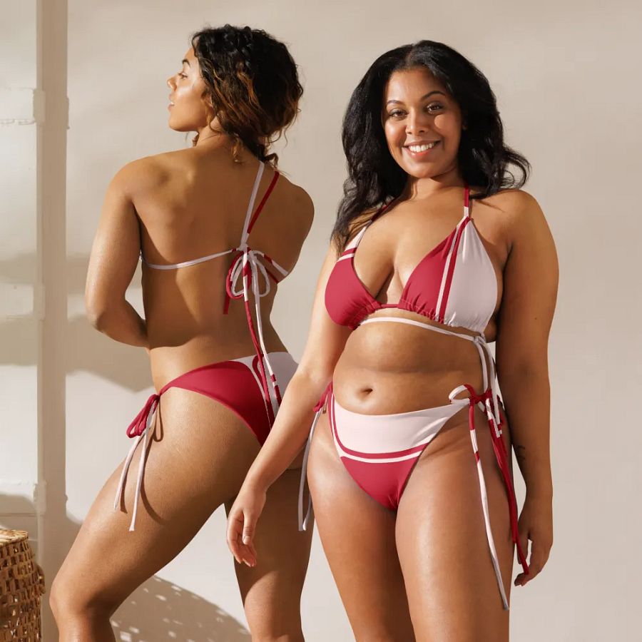 All-Over Print String Bikini - Stylish Red product image (12)