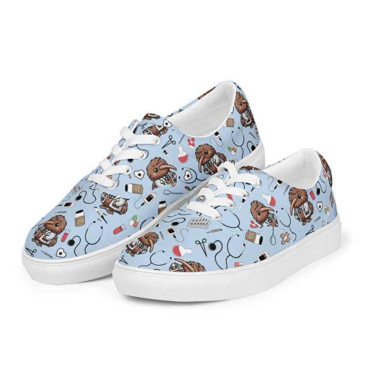 Cute Medical Kiwi Lace-up Canvas Shoes (Blue) product image (1)