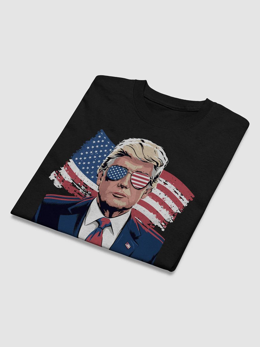 Trump "G.O.A.T" T-Shirt – Patriotic USA Flag Sunglasses Design product image (3)