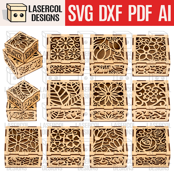 10 Boxes Set 1 (2 Sizes) - Laser Cut Files product image (1)