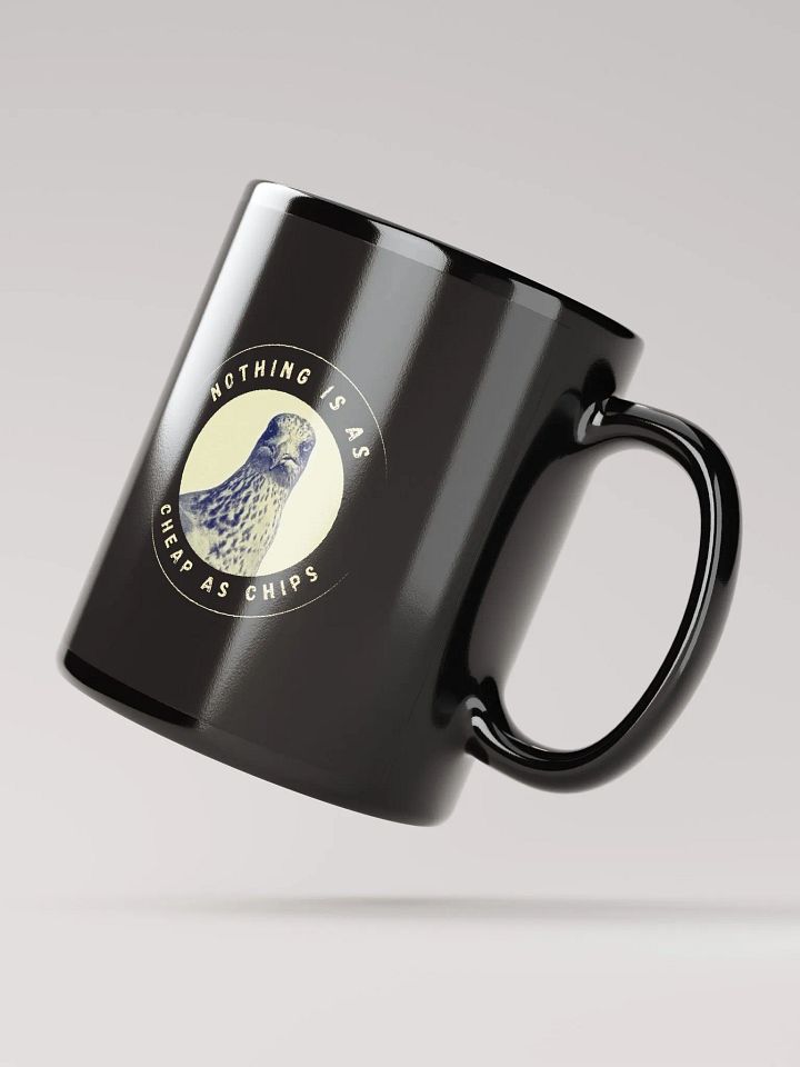 Gavin the Gull - Nothing is as Cheap as Chips Black Glossy Mug product image (4)