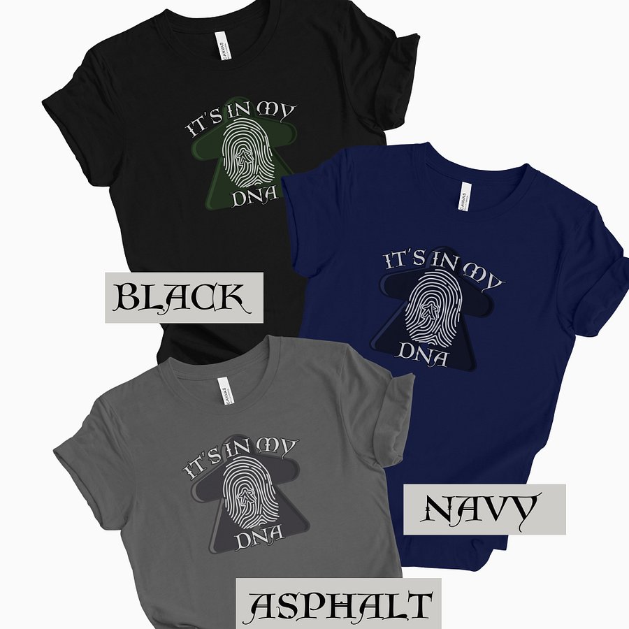 Meeple DNA Shirt for Board Gamers, Fingerprint Meeple Board Game T-shirt, It's in my DNA black product image (7)