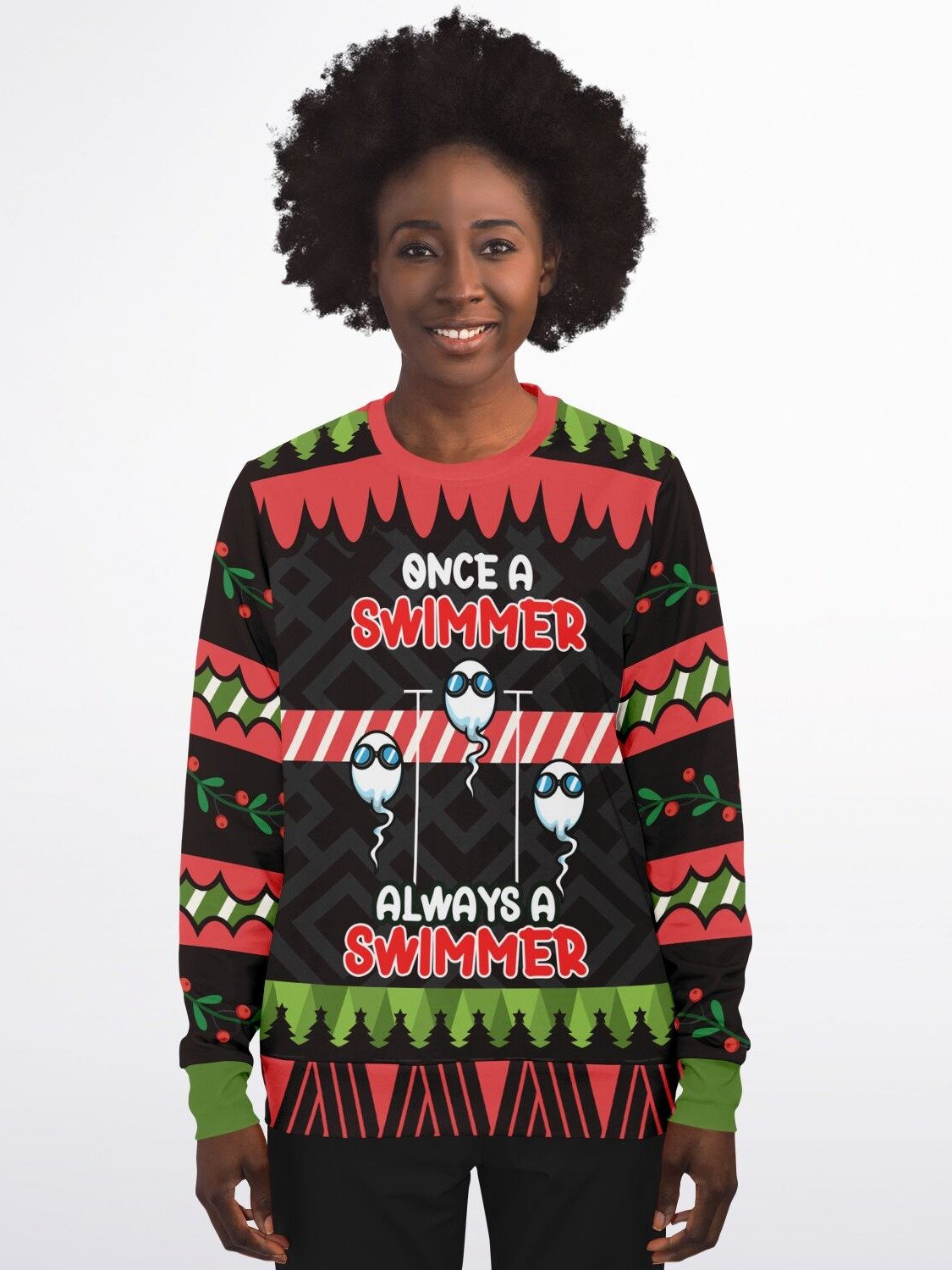 "Once A Swimmer.." Christmas Sweater | Funny Adult Holiday Sweatshirt | Biology Humor Winter Outfit | Sperm Cell Party Outfit product image (7)