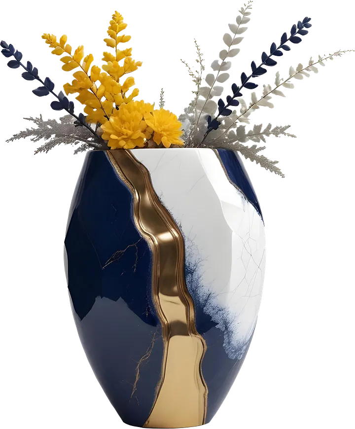 Golden Tides – Tropical Luxe Gold-Accented Vase PNG product image (1)