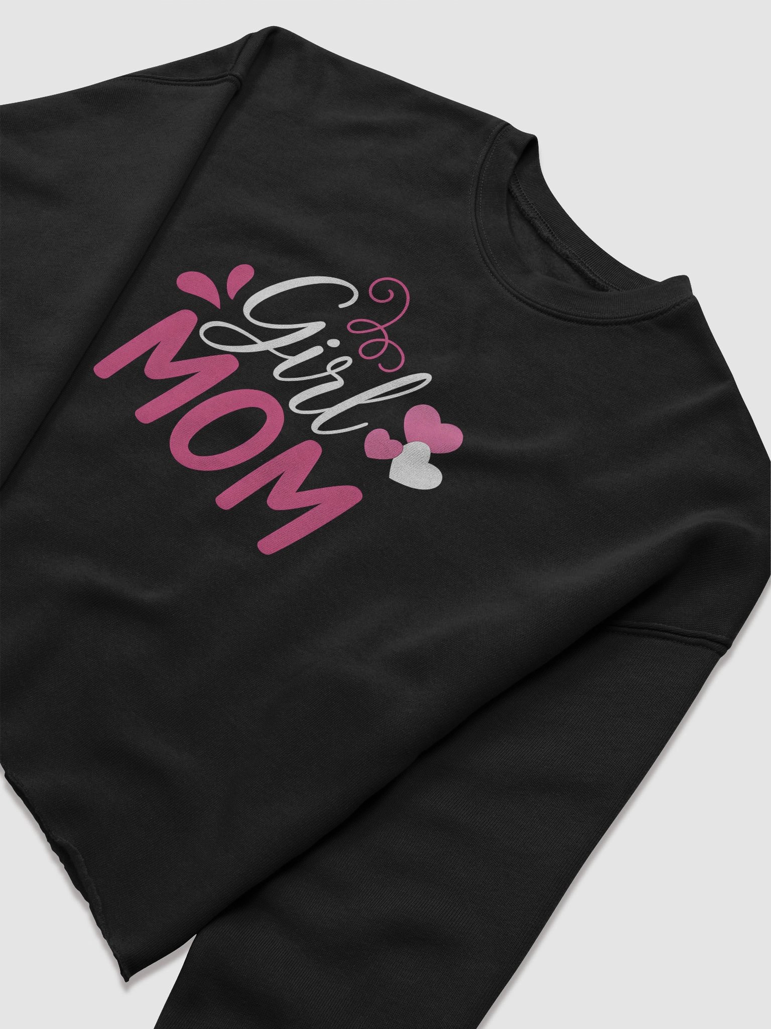 Girl Mom Crop Top – Cute Pink & White Heart Design | Stylish Mom of Girls Shirt product image (5)