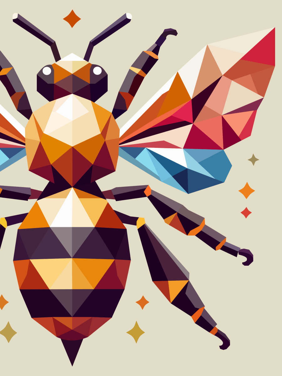 Free Geometric Bee PNG Art - Transparent Background, Low Poly Insect Illustration product image (2)