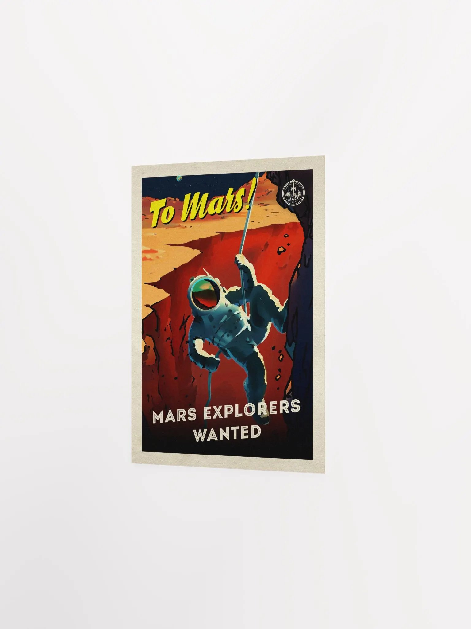 To Mars! Mars explorers wanted — Vintage space poster, retro space art, propaganda poster, retrofuturism art, retro sci-fi print product image (7)