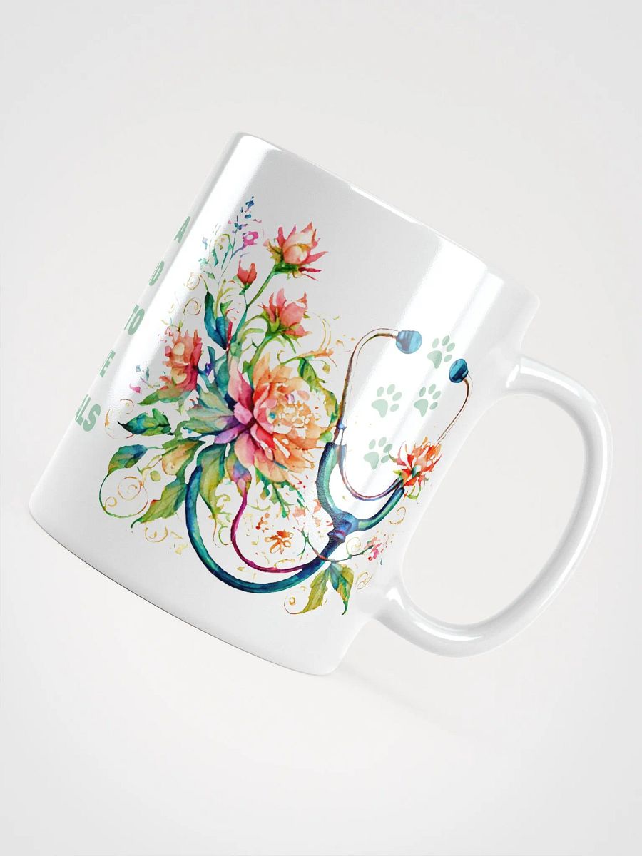 "Stethoscope with flowers and animal paw prints" ceramic mug product image (2)