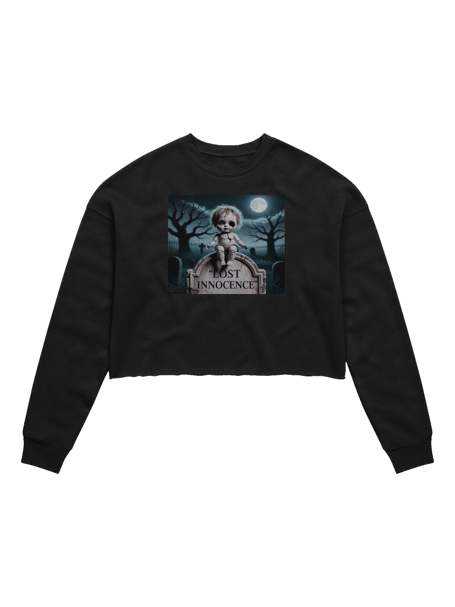 Lost Innocence Women's Fleece Crop Sweatshirt - Black Gothic Design by Midnight Veil Designs product image (1)