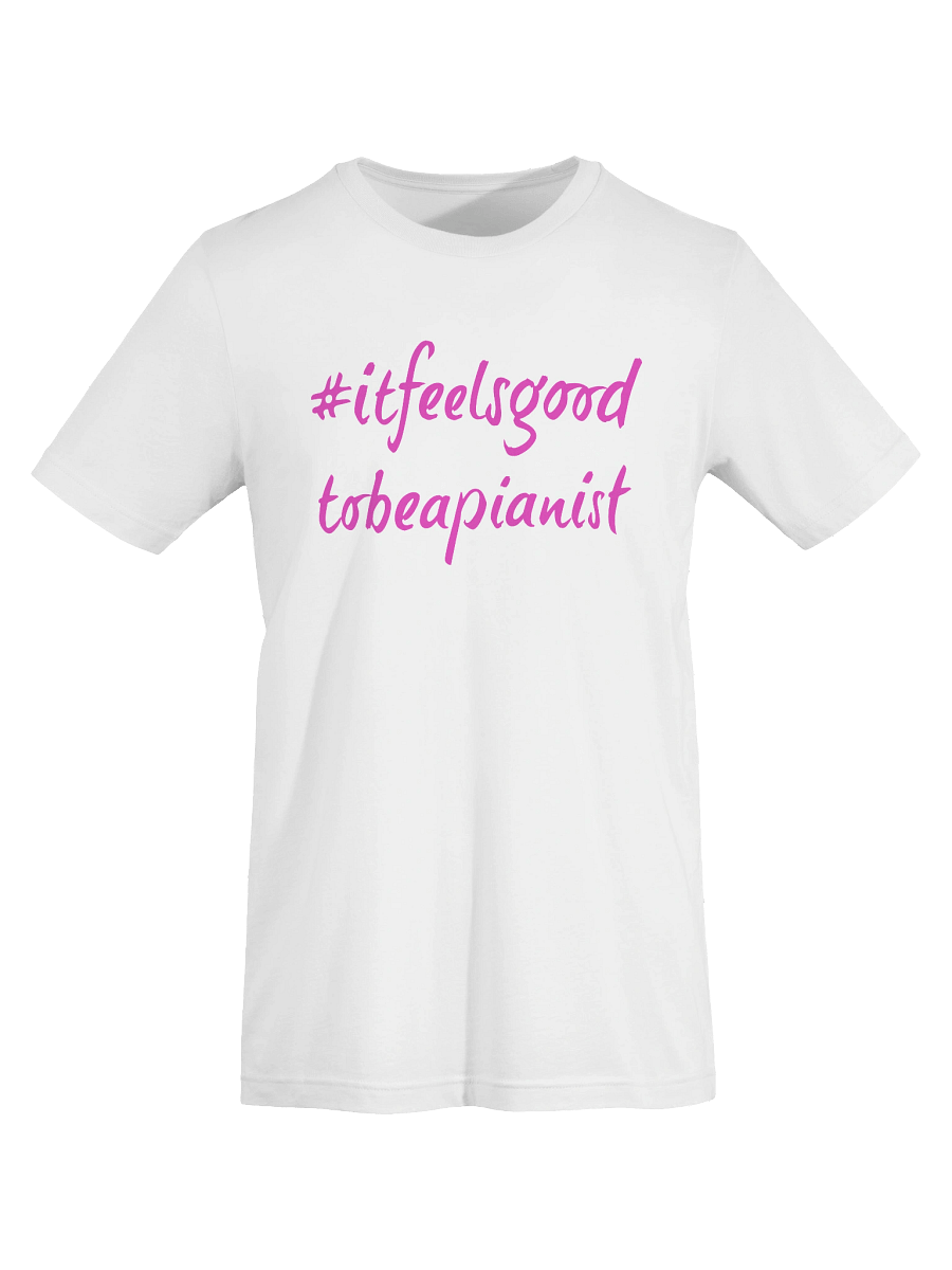 "It Feels Good to Be a Pianist" Cotton T-shirt with PINK Script product image (7)