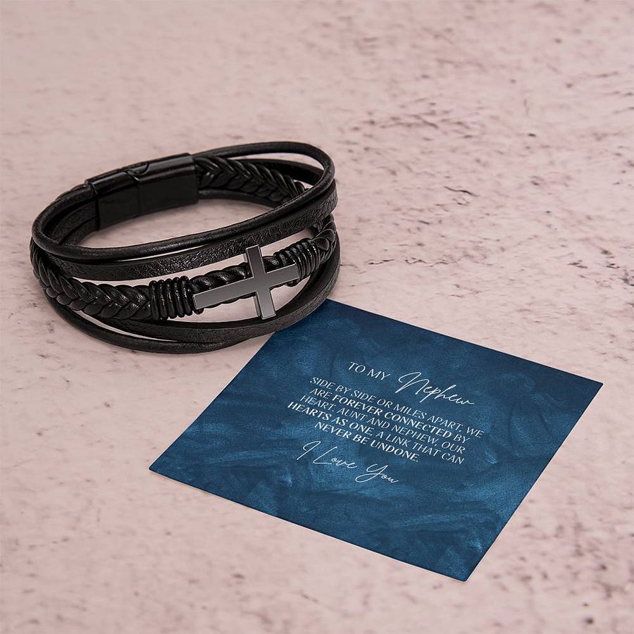 Nephew Cross Bracelet From Aunt - Forever Connected By Heart product image (6)