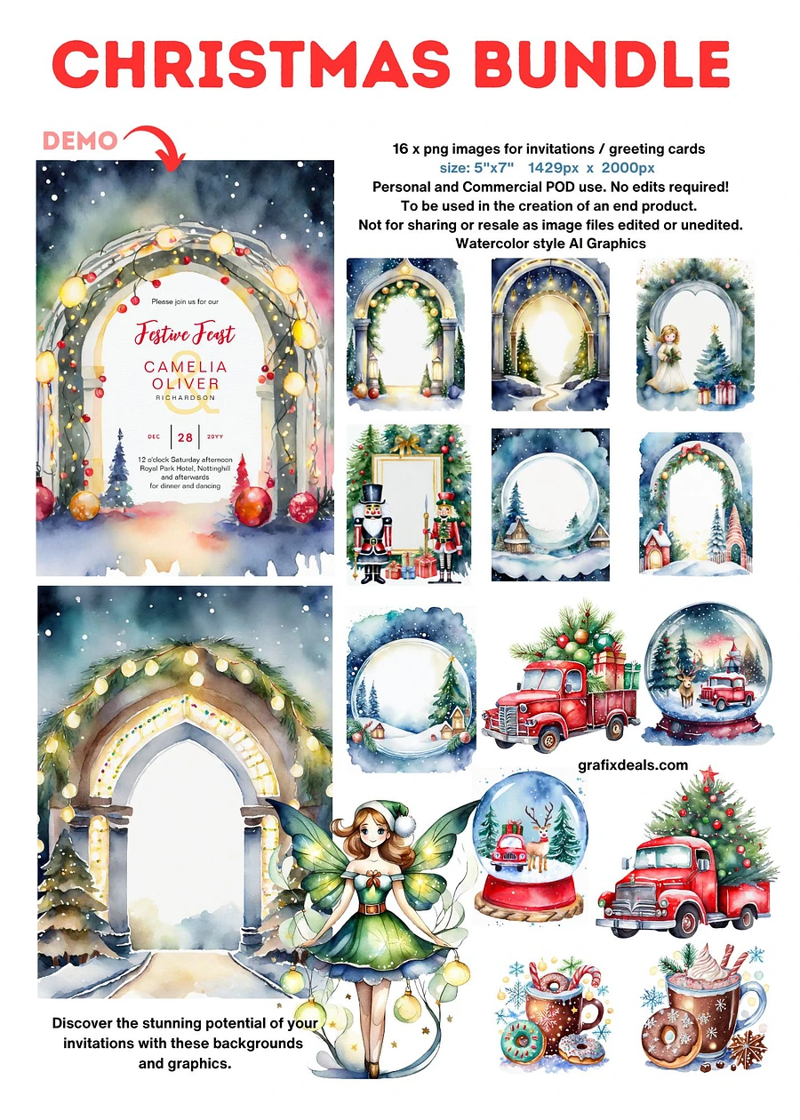 Christmas Invitations and Cards Graphics Bundle product image (1)