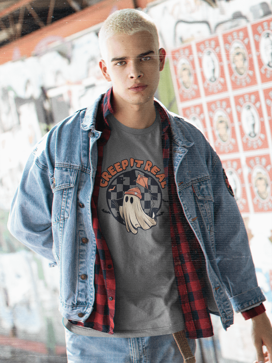 Creep It Real – Cozy Halloween Ghost Graphic Tee product image (2)