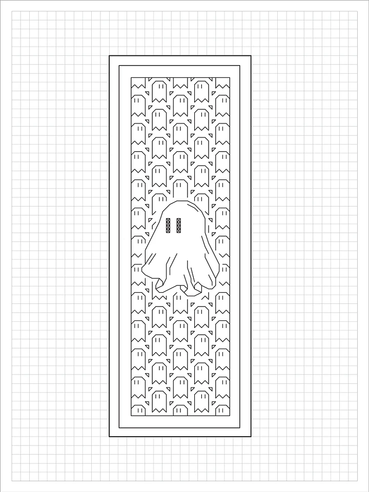 Ghostly Bookmark • Blackwork Cross Stitch Pattern • PDF Digital Download product image (1)