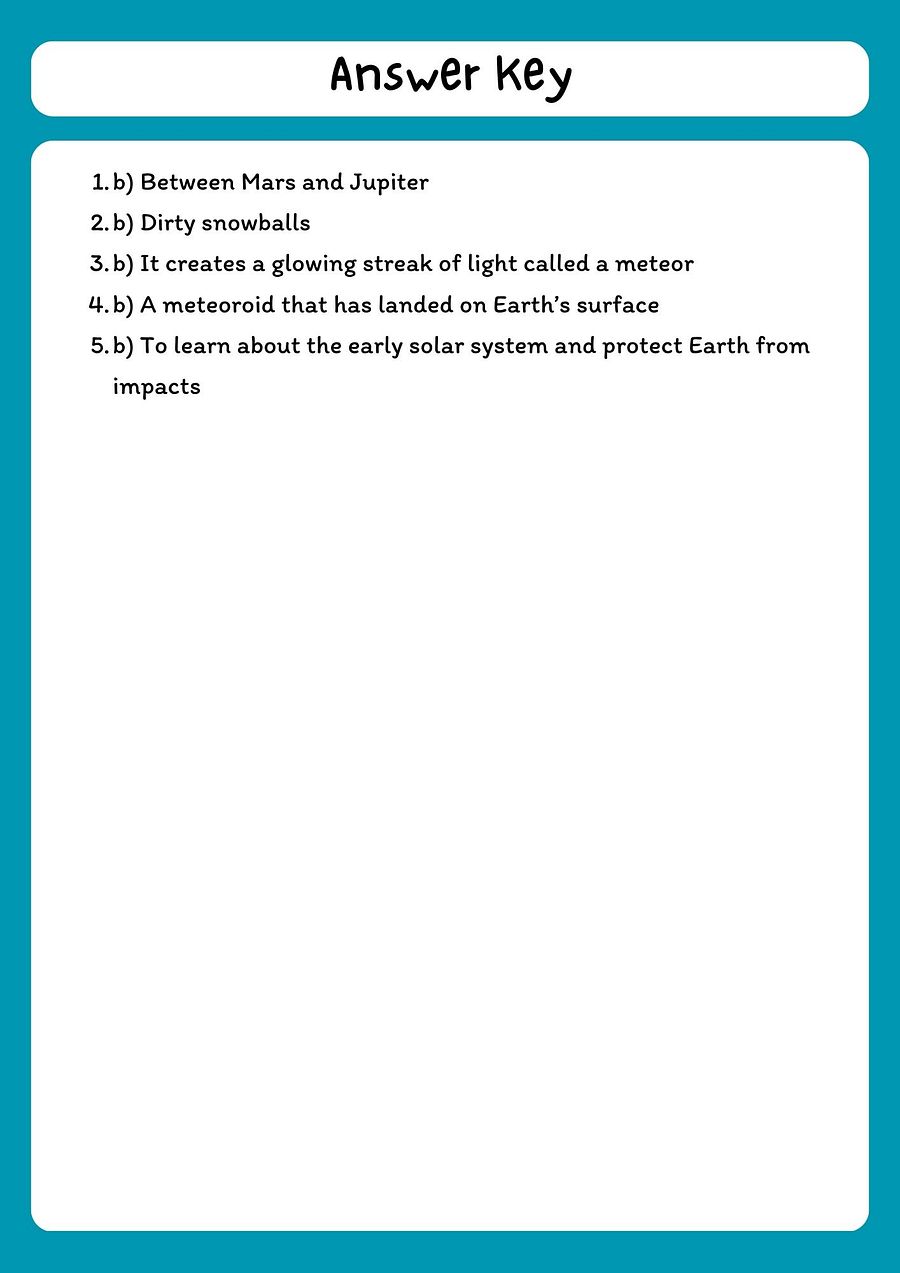 Comets, Meteors, and Asteroids Reading Comprehension with Questions product image (3)