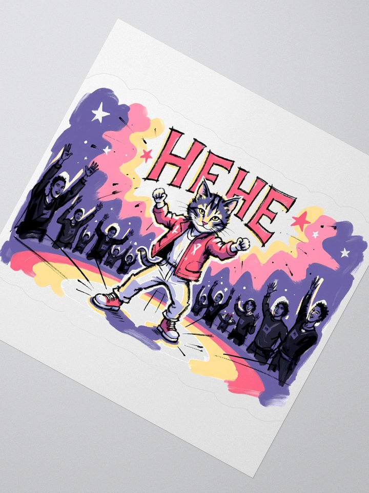 Colorful Cat Concert Sticker | 'HEHE' Design product image (6)