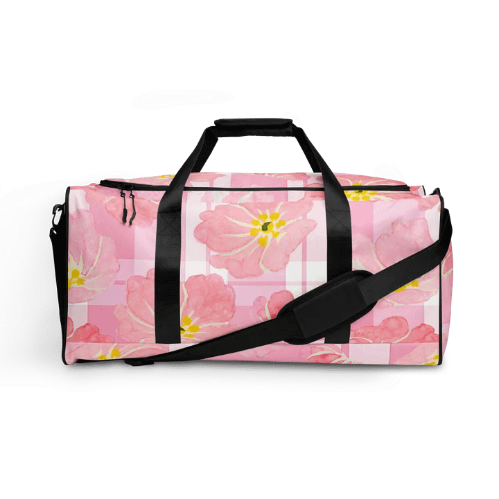 Pink Hibiscus Gingham Duffle Bag product image (1)