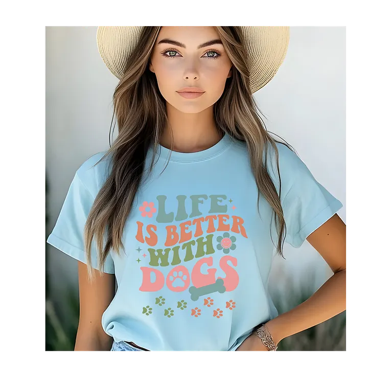 Life is Better with Dogs Groovy Design T-Shirt product image (1)