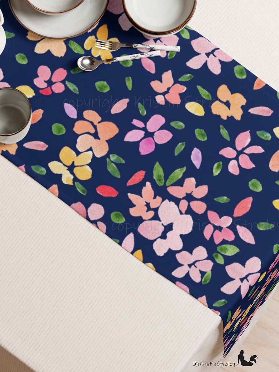 Spring Flowers on Navy Blue Table Runner product image (4)