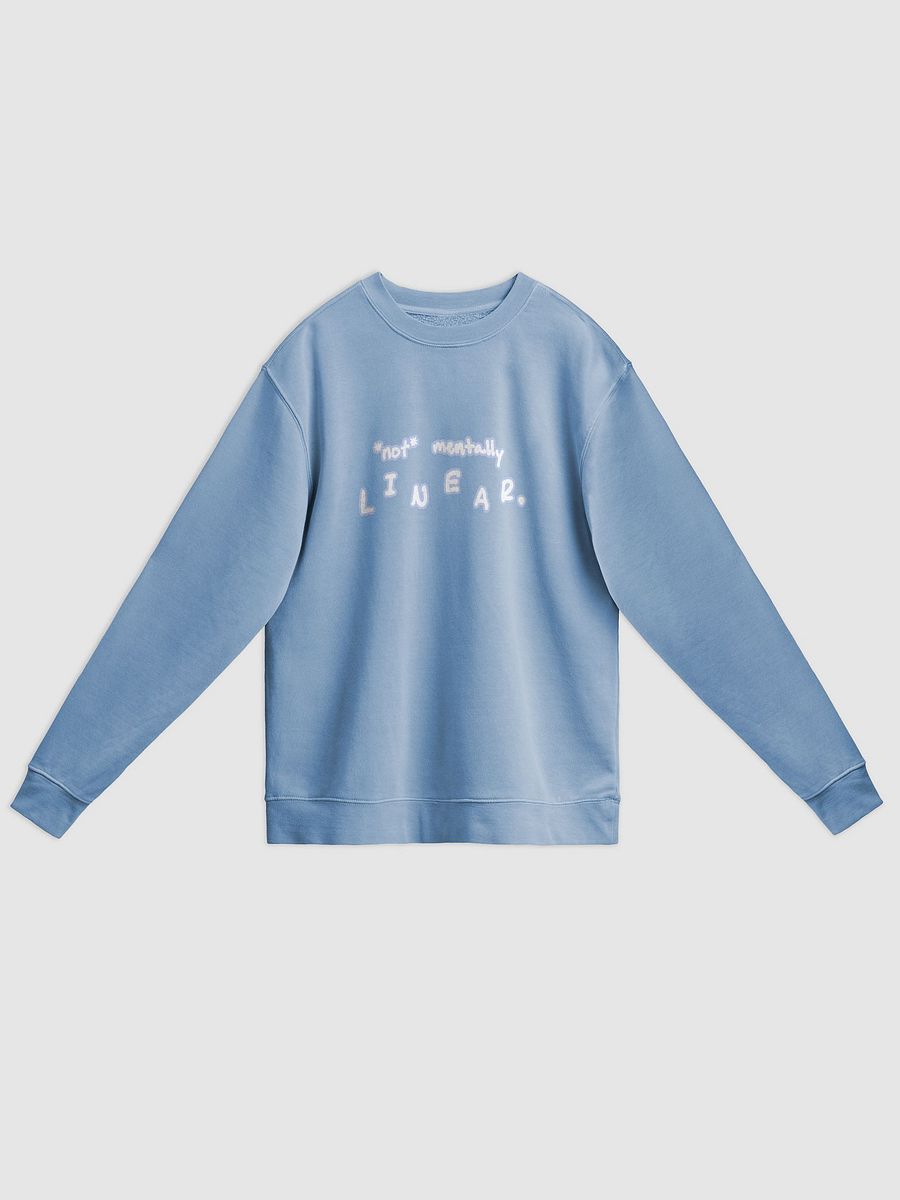 *not* mentally linear (lined design, #BDCAEF) printed pigment crewneck product image (13)