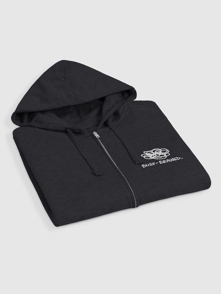 BUSY-BRAINED (sm. white design) zip-up hoodie product image (4)