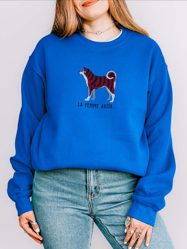 La Femme Akita Sweatshirt (Embroidered) of a Japanese Akita Inu(Red Brindle) product image (2)