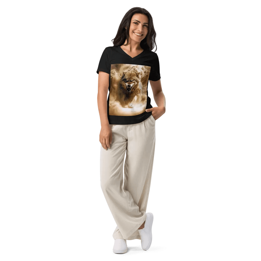 Thunderous Storm Wolf-Women`s V Neck product image (9)