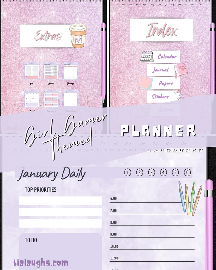 Cute Girl Gamer Perpetual Planner - Digital Version - Goodnotes Compatible product image (2)
