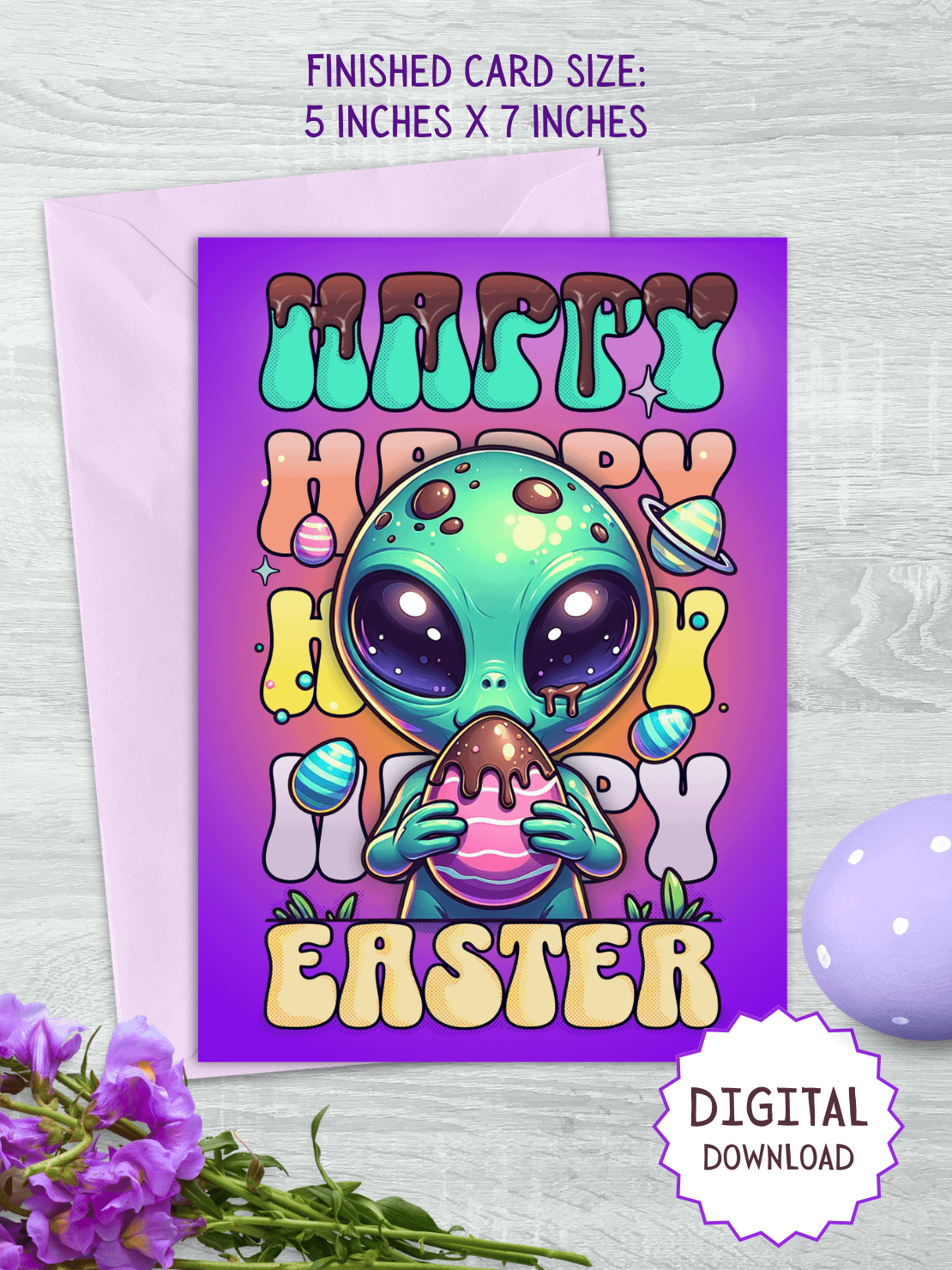 Happy Alien Extraterrestrial Easter Holiday Card product image (1)