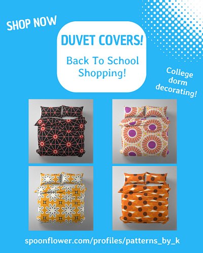 Back To School Dorm Stylish Bedding! 
Add some personality to your dorm room with 100% Italian cotton sateen duvet cover, Sof...