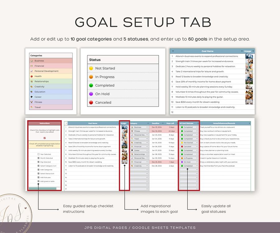 Goal Planner and Tracker, Google Sheets Template product image (3)